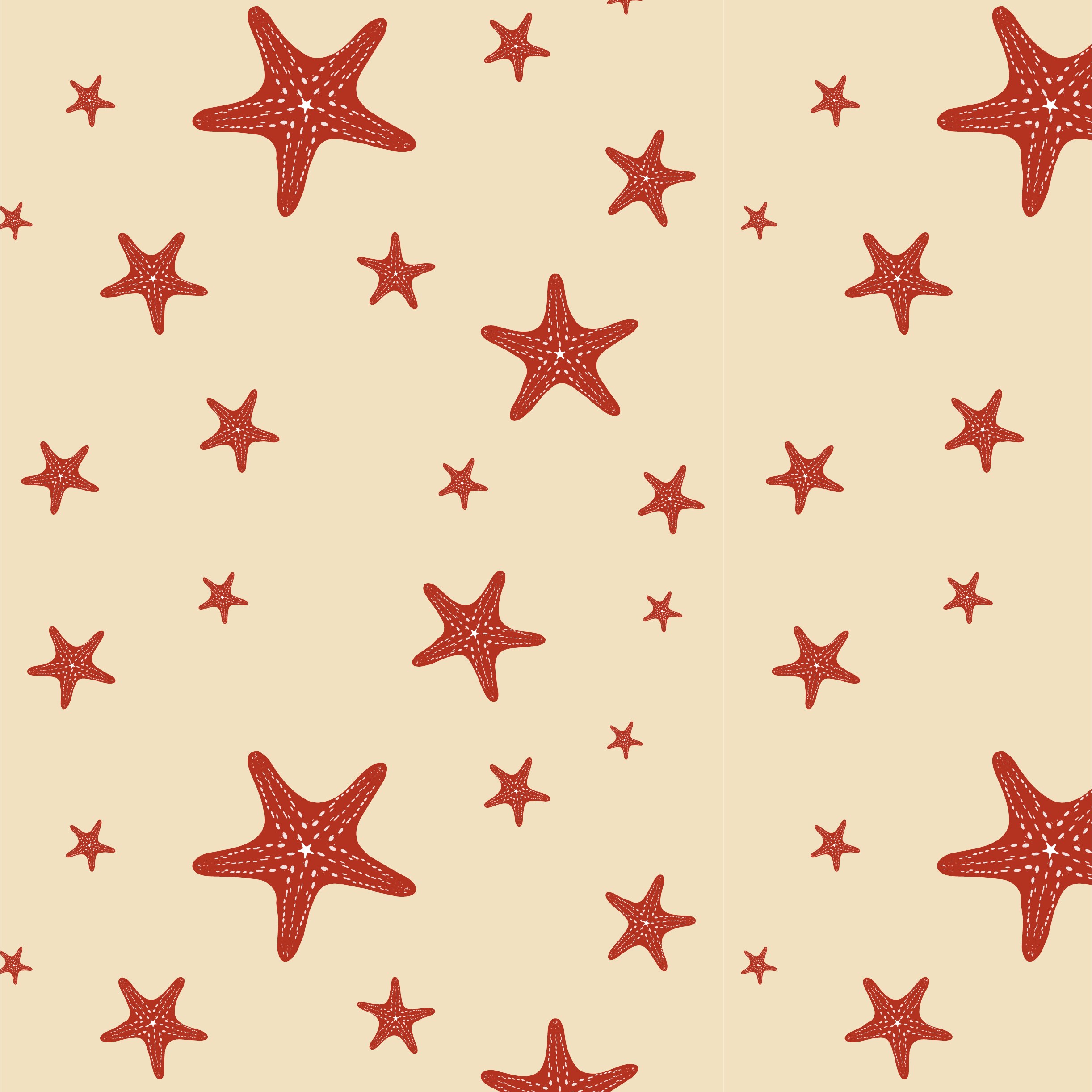 Sandcastle — rust starfish on cream