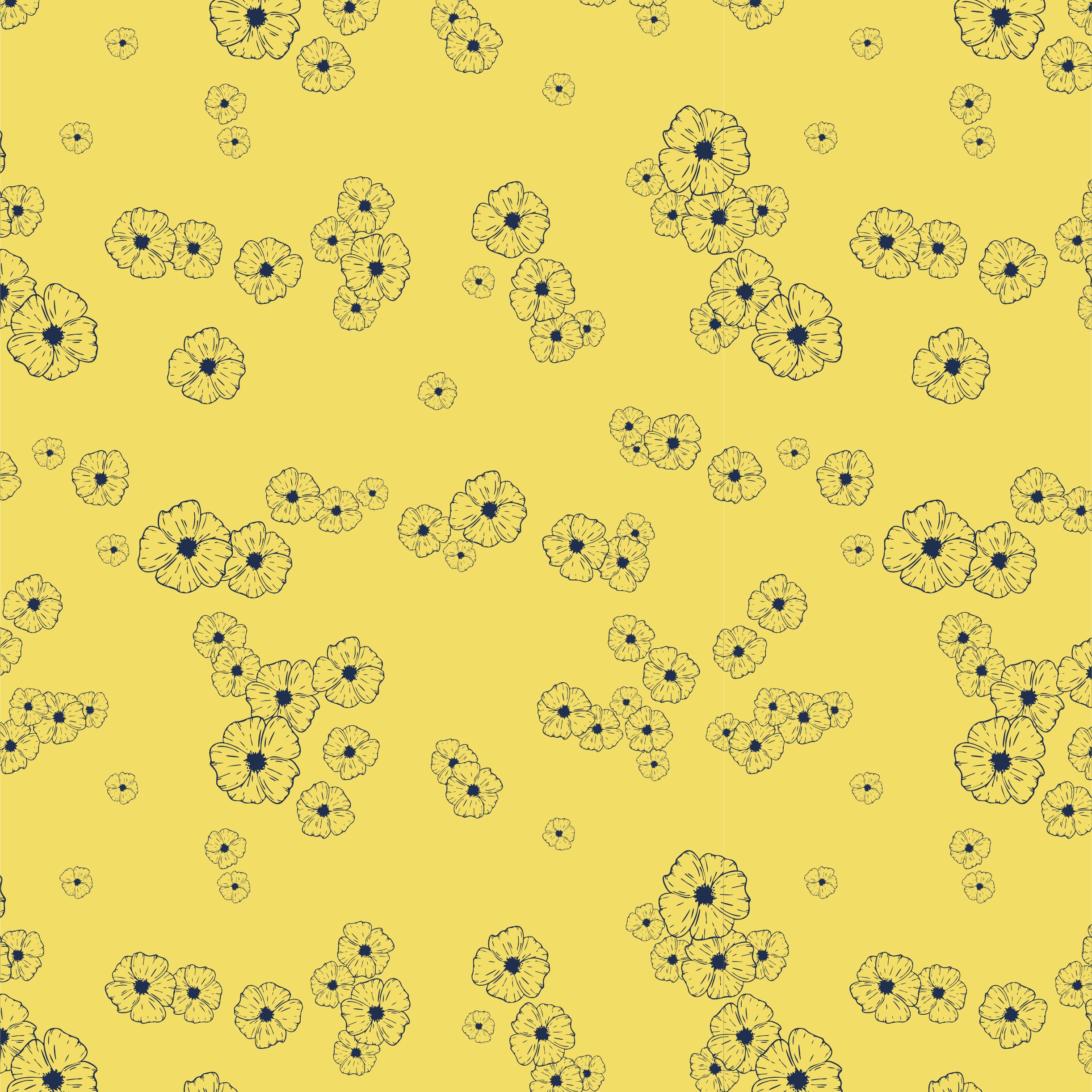 Wildflower Field — scattered poppy outlines on yellow