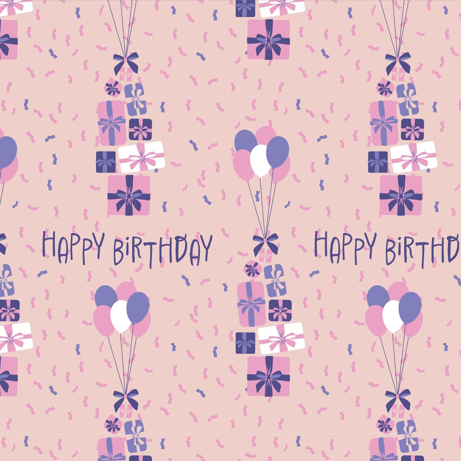 Giraffe Party 01 — Happy Birthday with presents & balloons