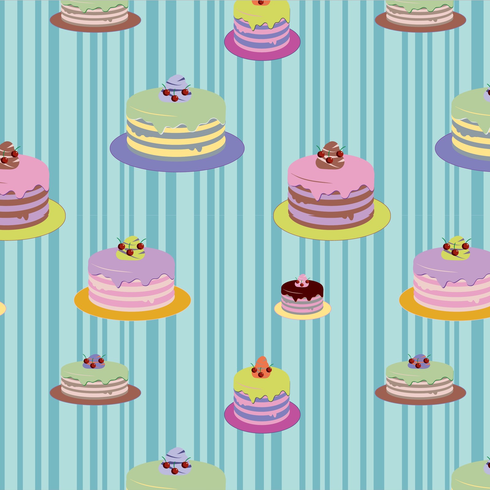 Giraffe Party 03 — birthday cakes on blue stripe