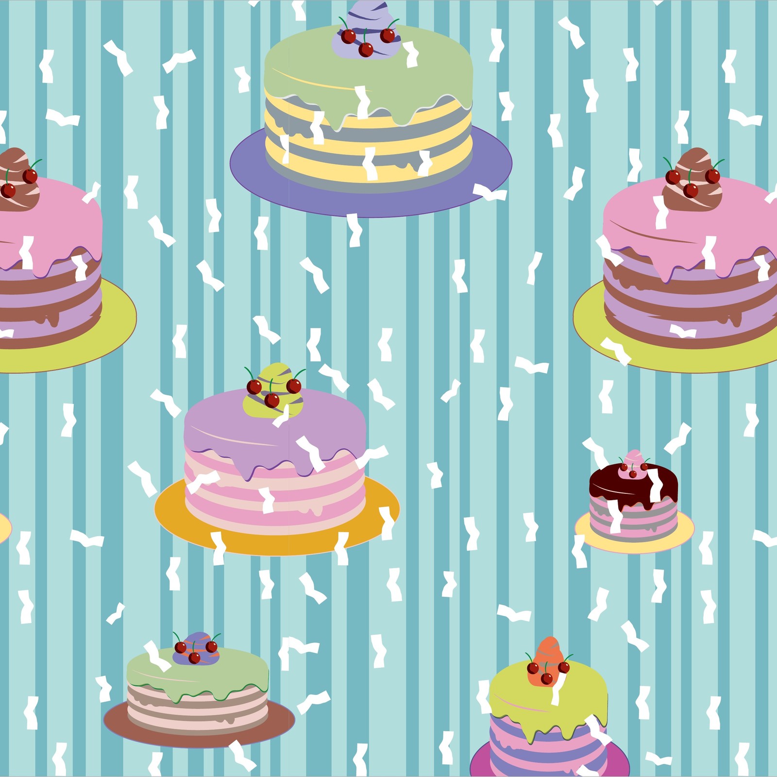 Giraffe Party 04 — birthday cakes with confetti on blue stripe