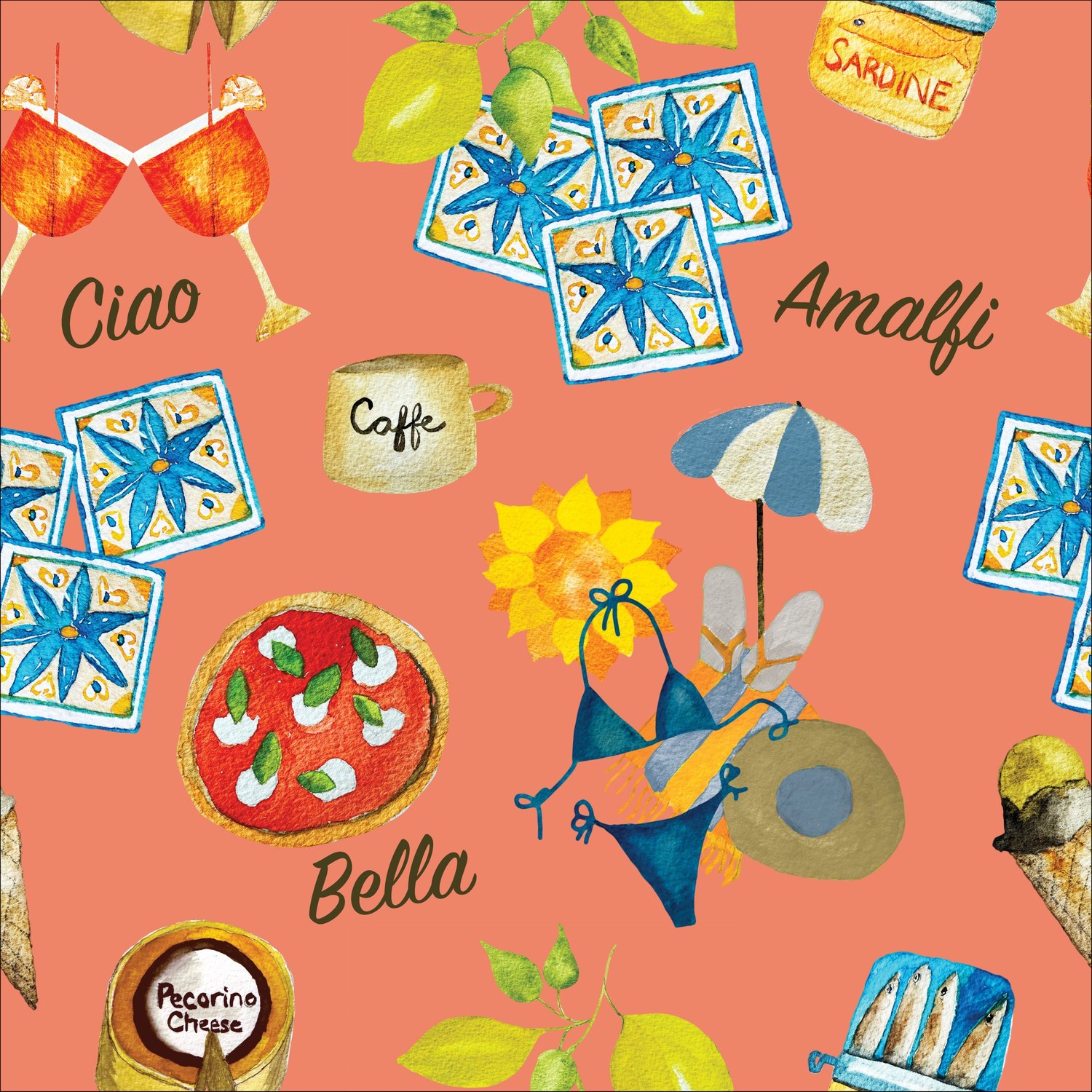 Ciao Amalfi — featured print on coral