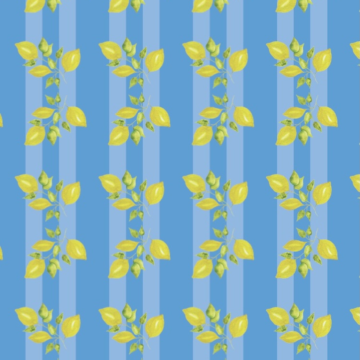 Lemons on blue stripes