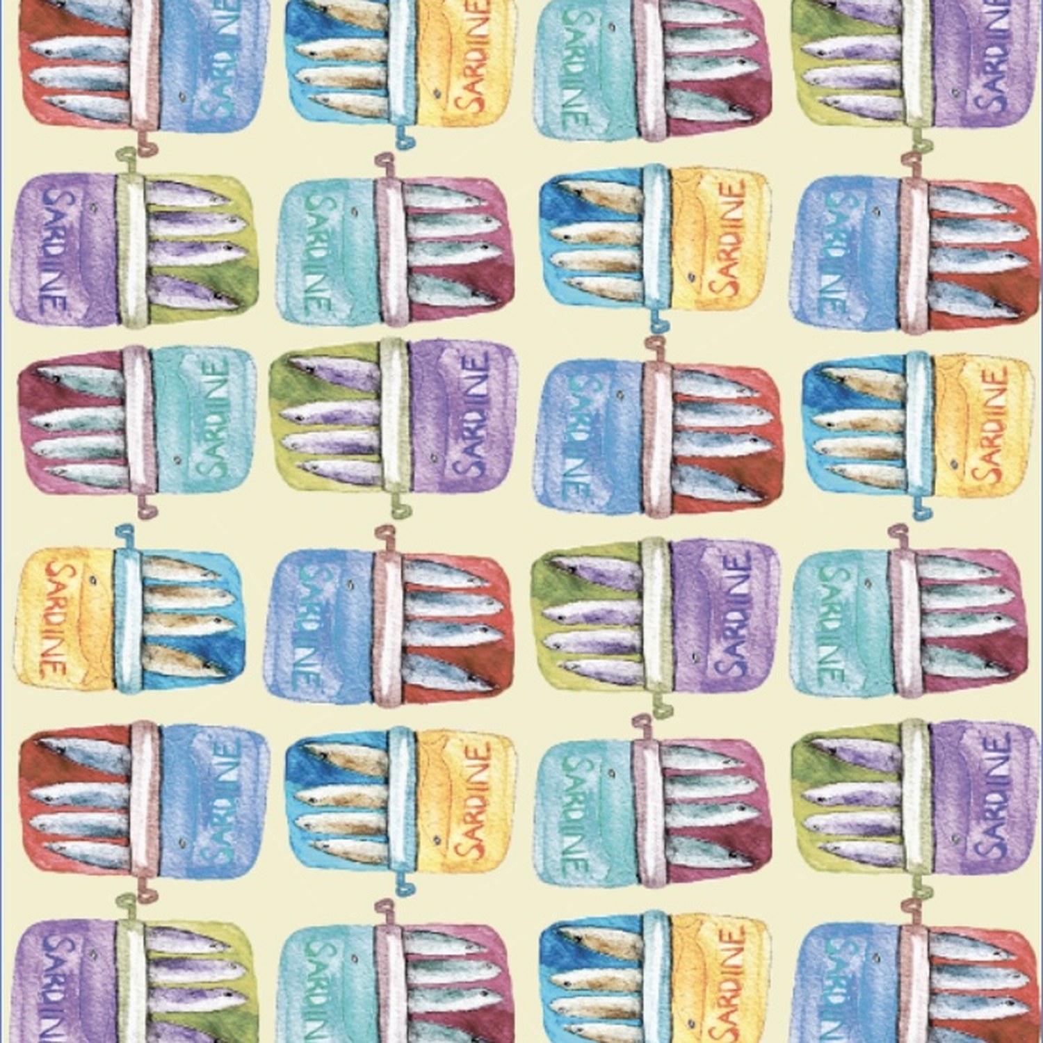 Watercolor sardine cans