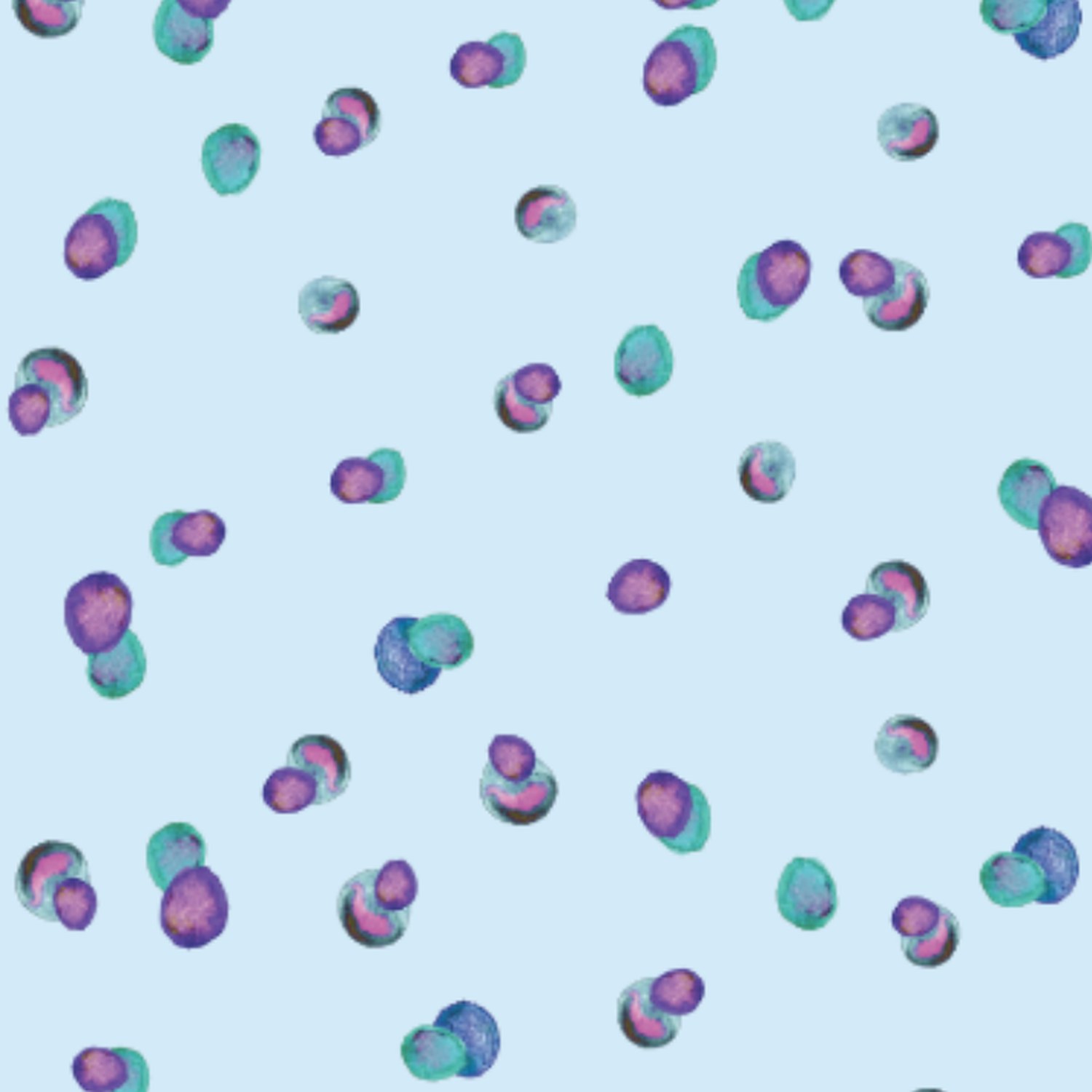 Watercolor bubble dots on pale blue