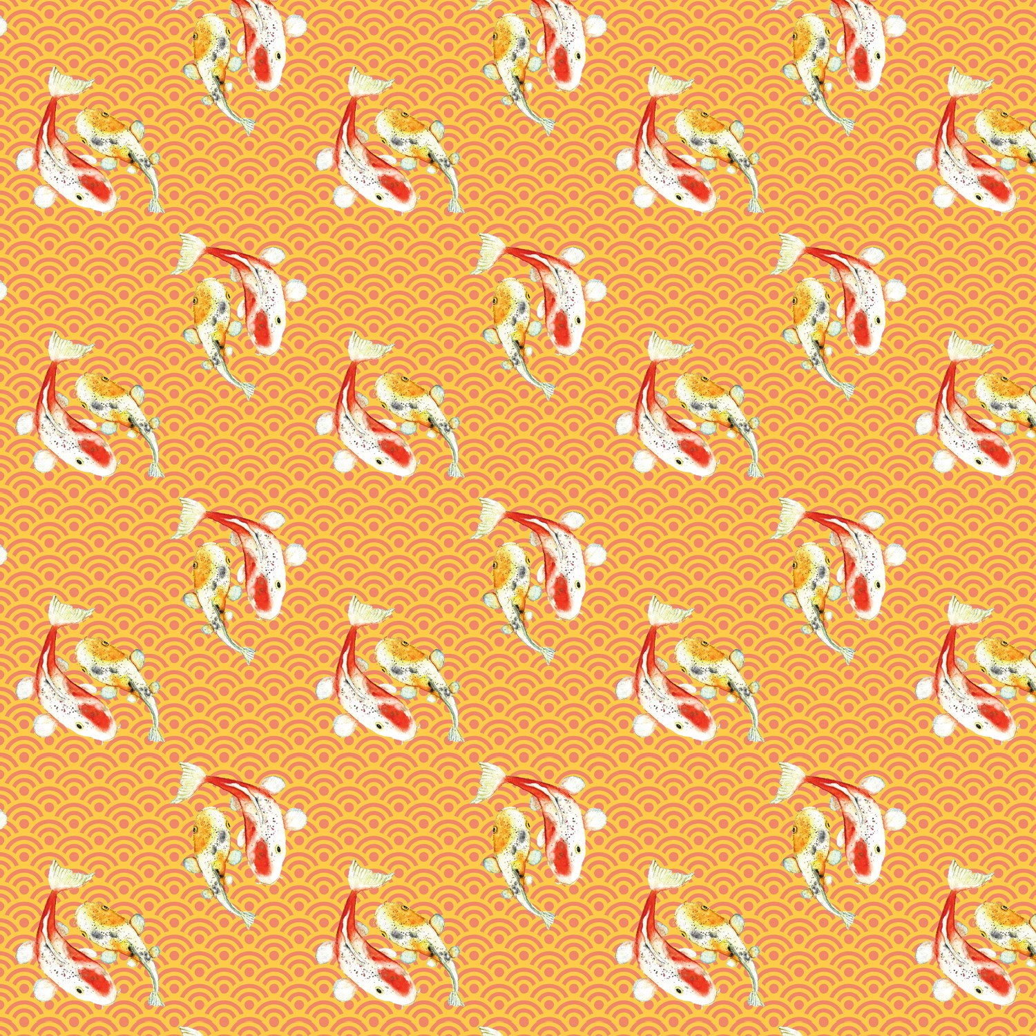 Koi on warm orange scallop