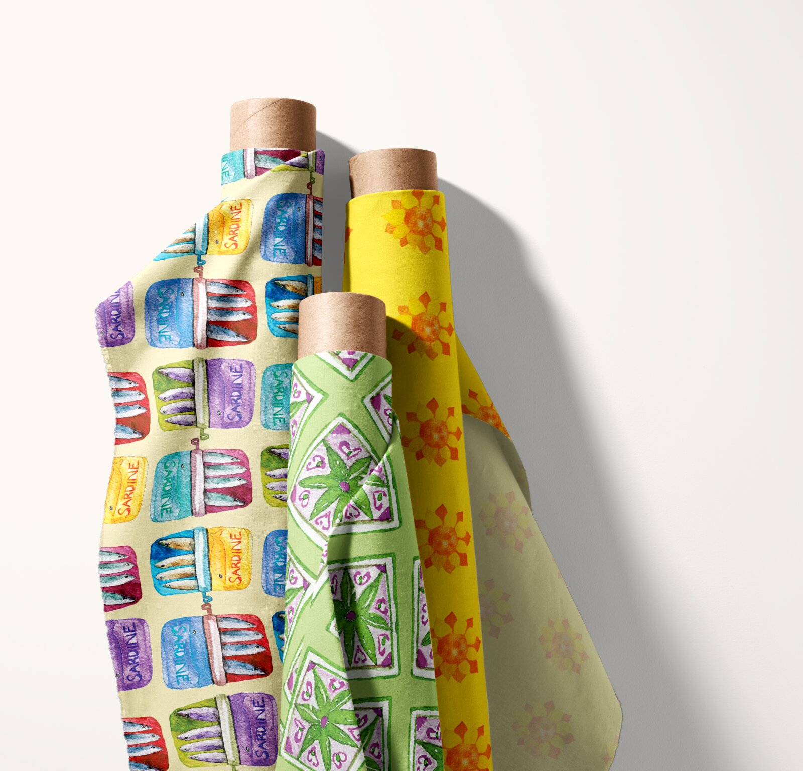 Italy patterns on bolt fabric rolls