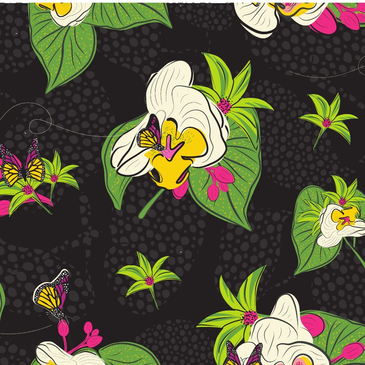 Orchid Collection — bold phalaenopsis and butterfly surface pattern design
