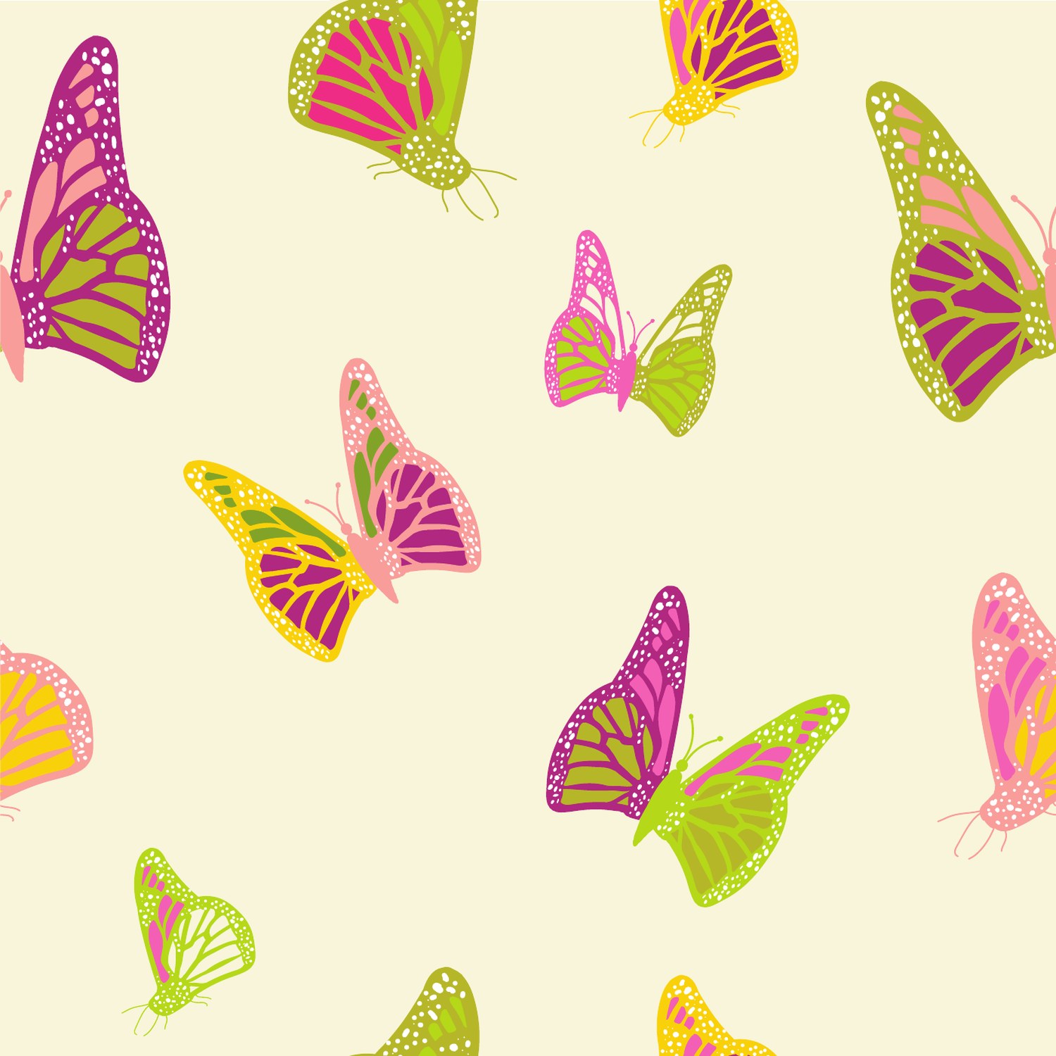 Colorful butterflies on cream