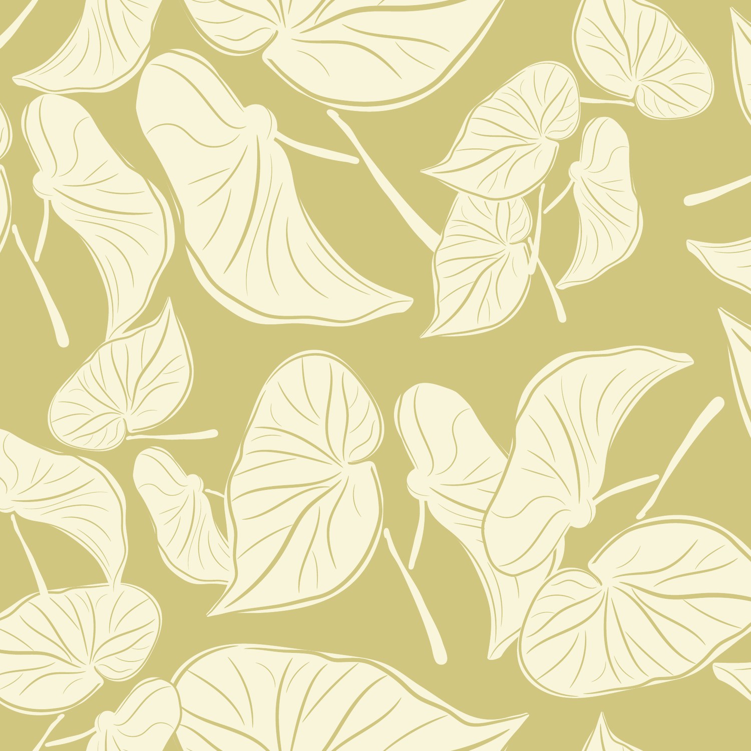 Olive line-art leaves on cream