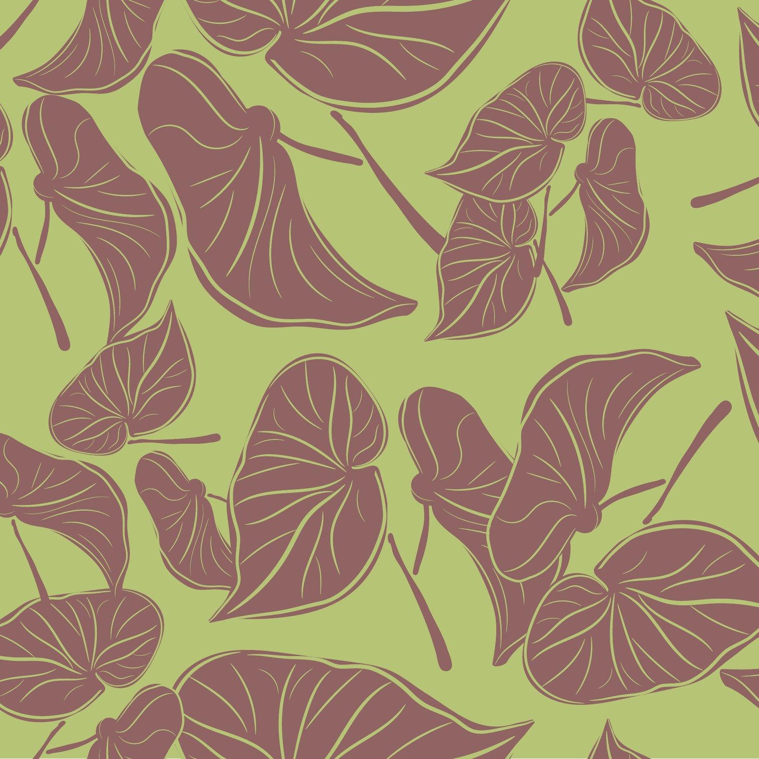 Mauve orchid silhouettes on olive