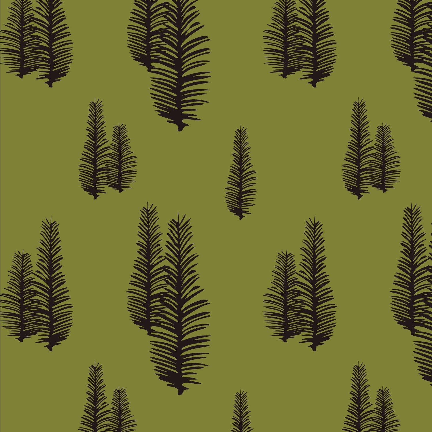 Dark olive trees on army green