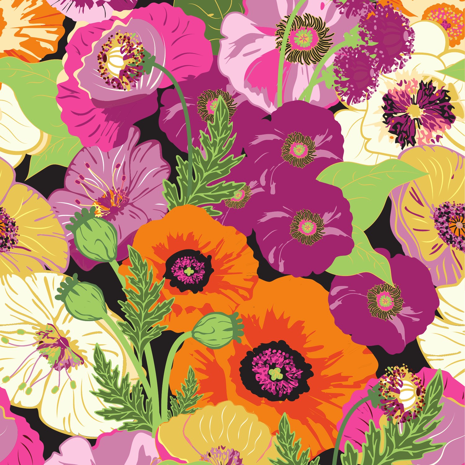 Bold poppy bouquet — featured print