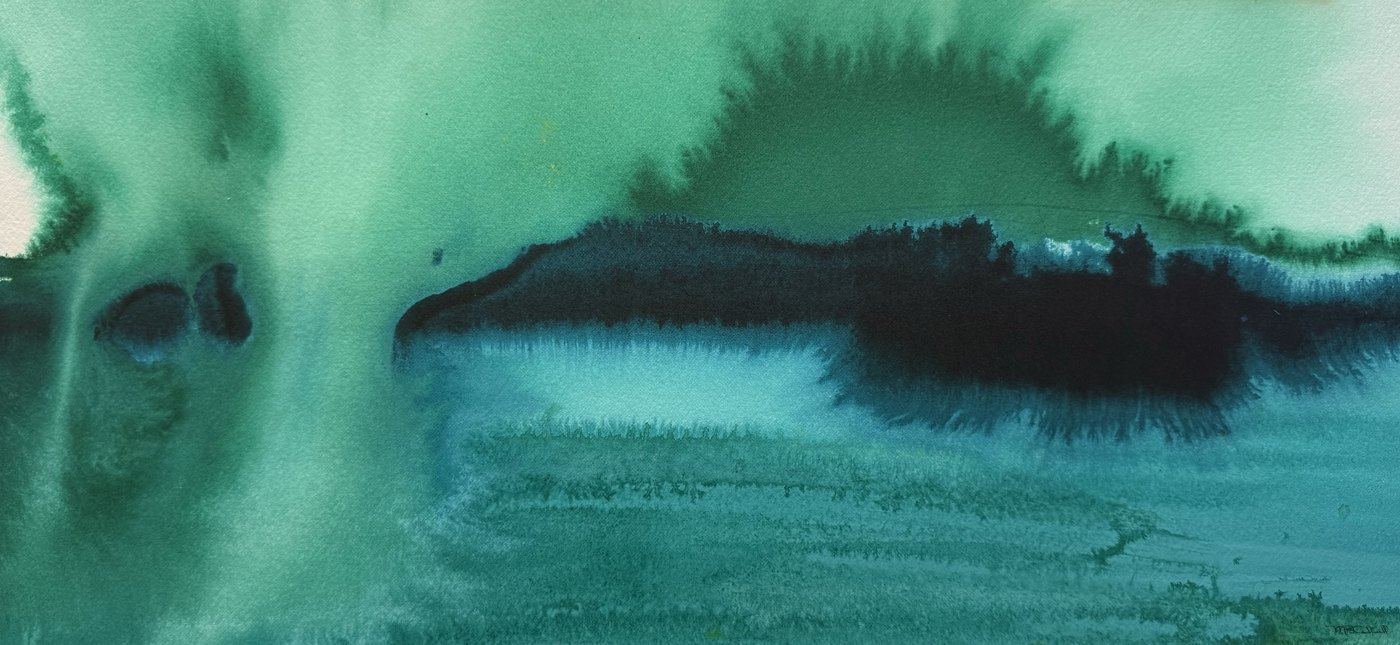 Blue Wave abstract watercolor
