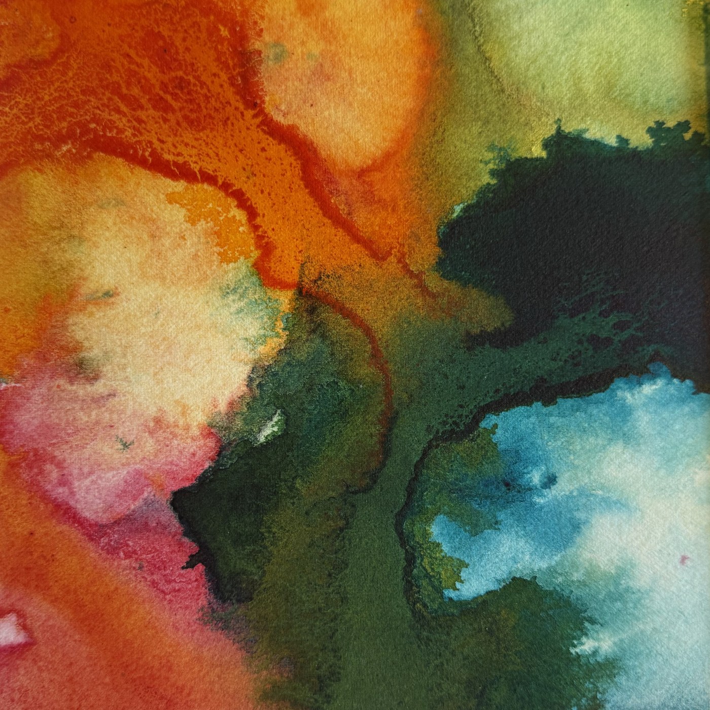 Fire and Ice abstract watercolor