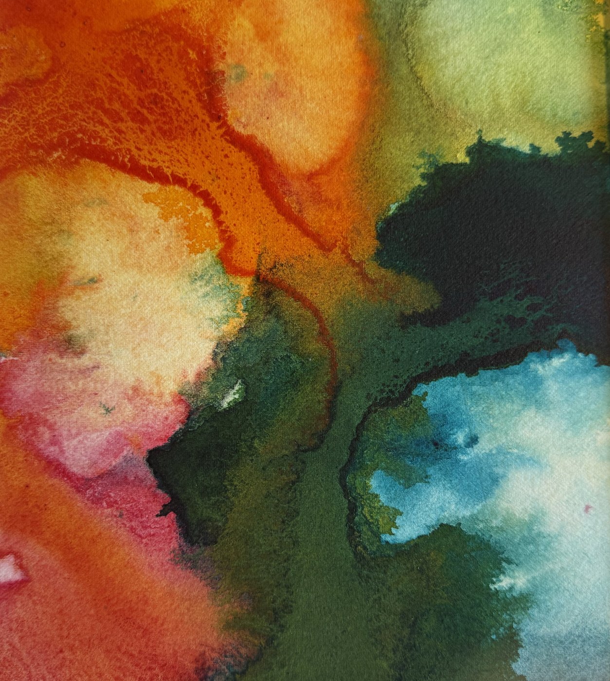 Fire and Ice abstract watercolor