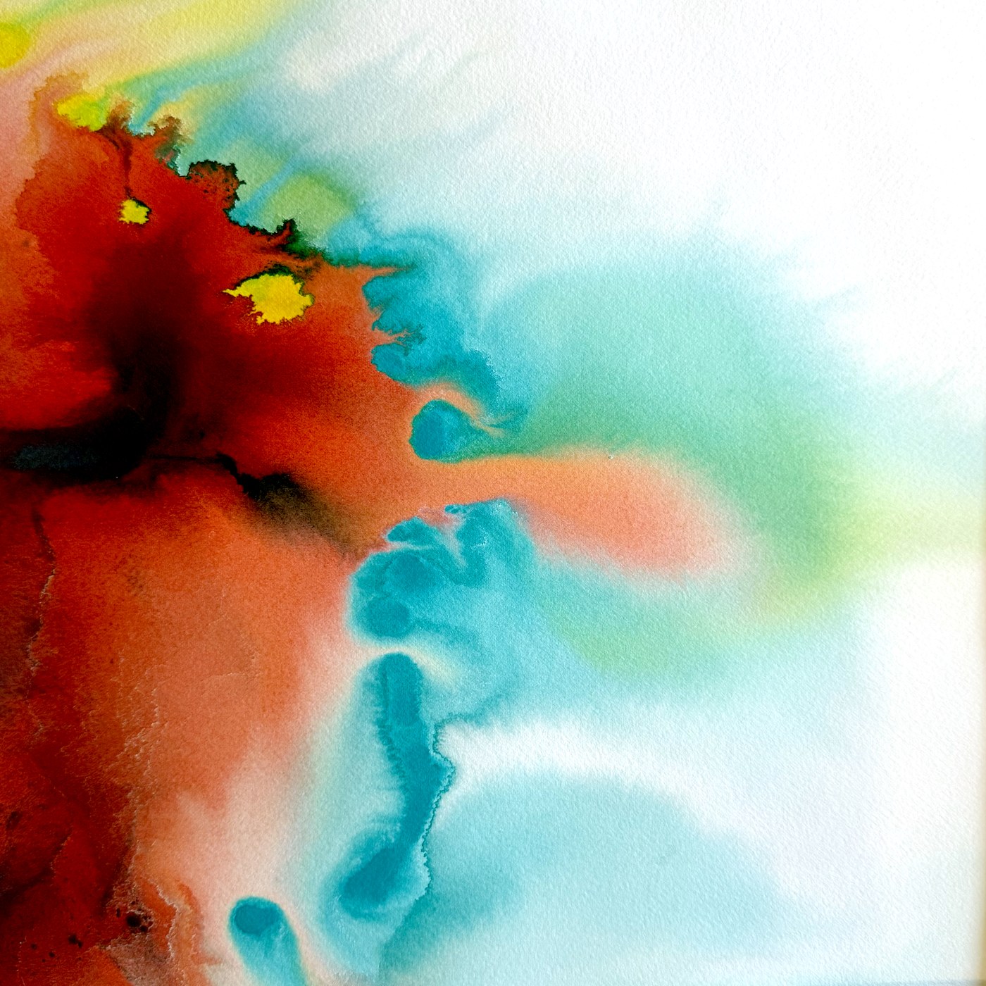 Lava and Water abstract watercolor