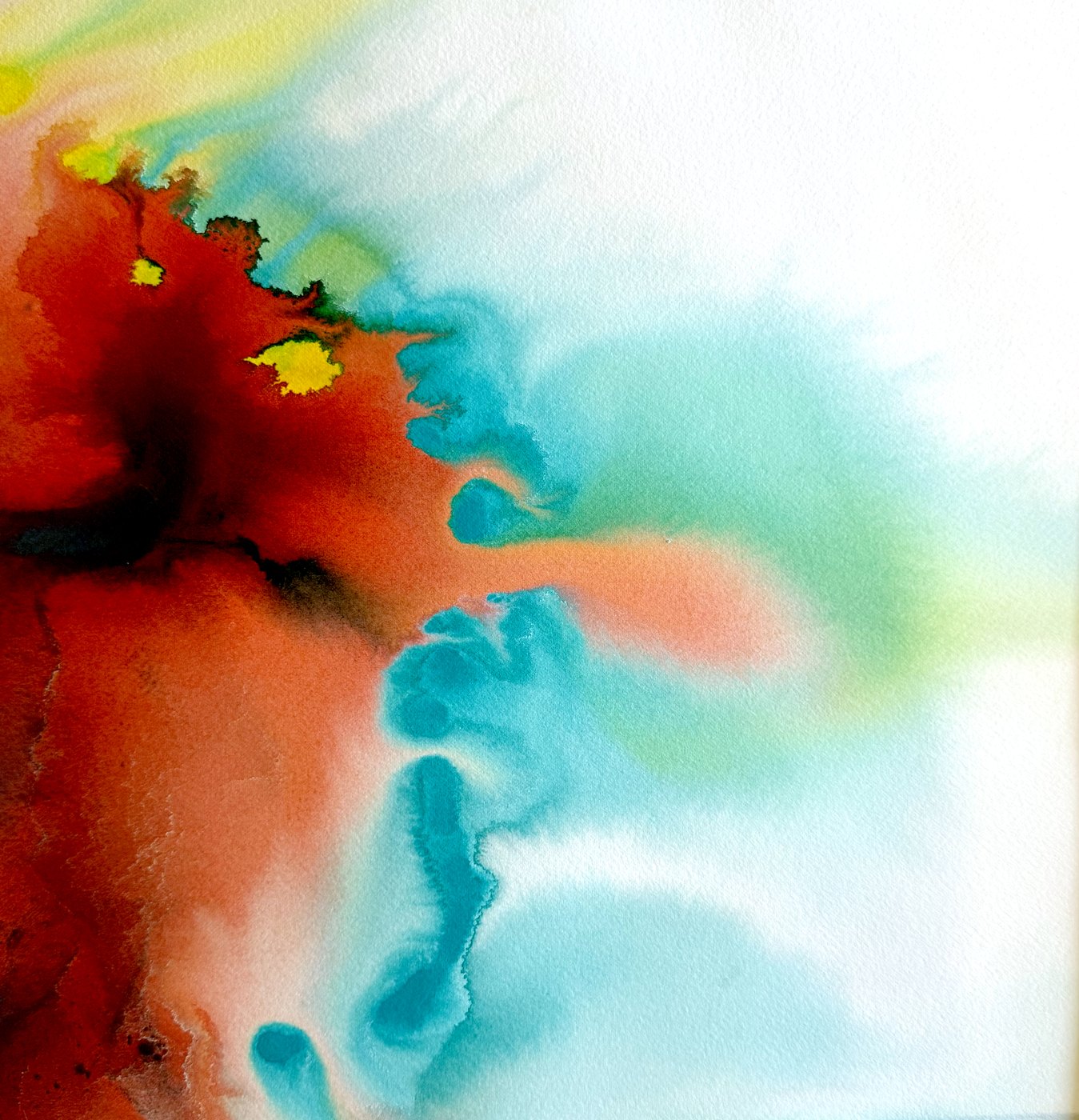 Lava and Water abstract watercolor