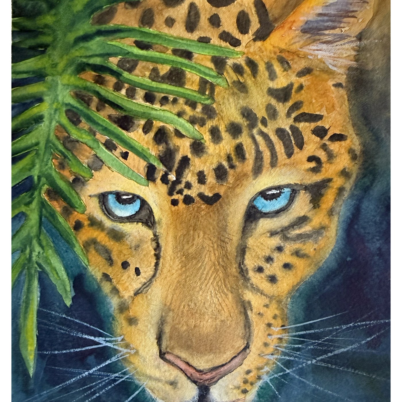 Leopard portrait watercolor