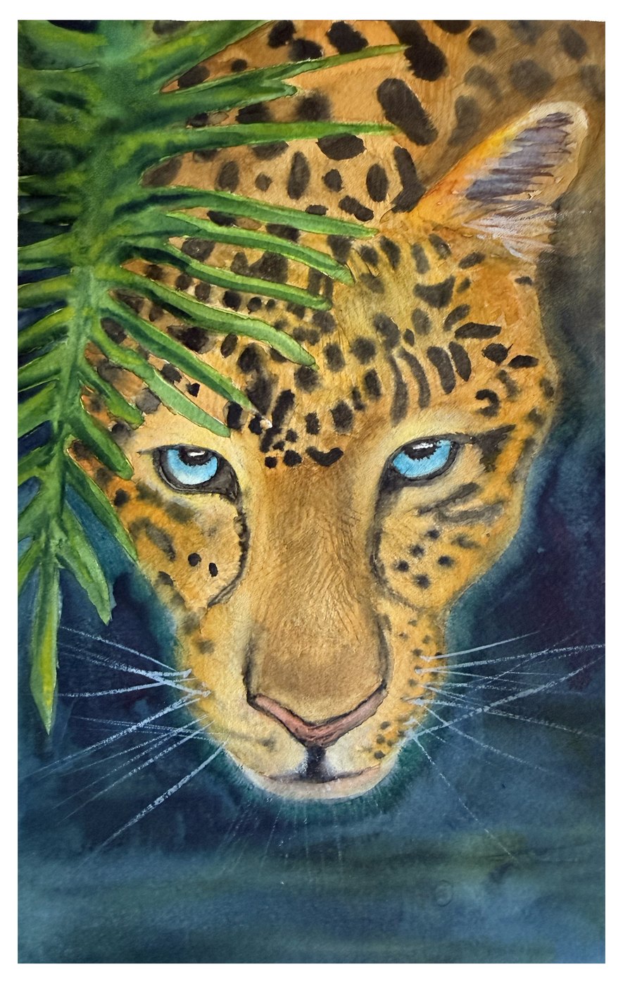Leopard portrait watercolor